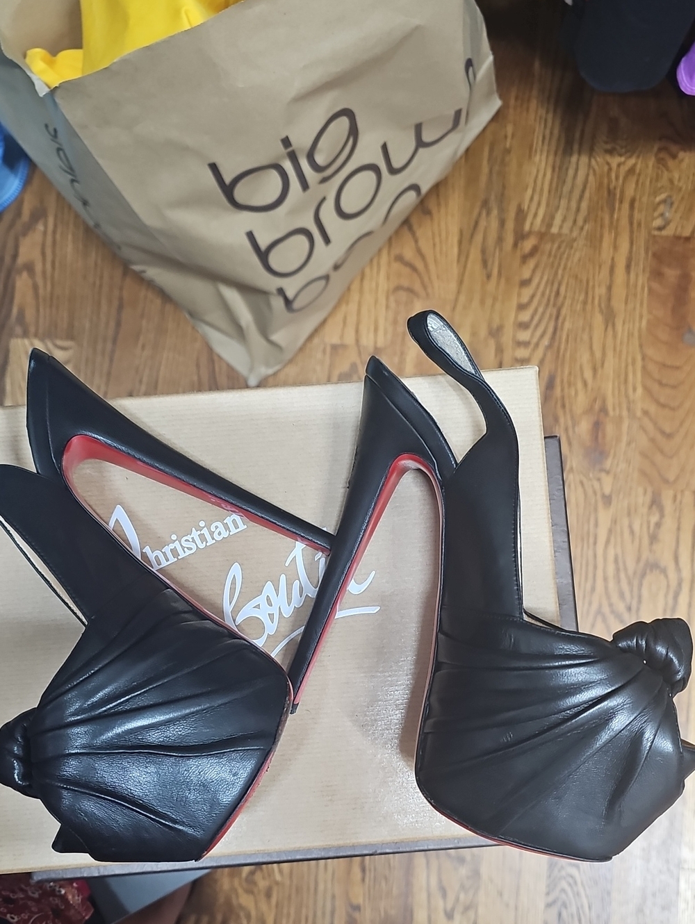 Black Slingback High Heel Peep-Toe Pumps - Picture 6 of 7